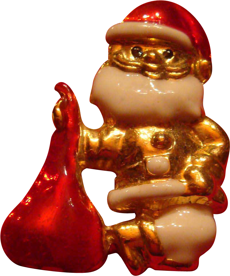 Vintage Christmas Santa Claus Pin With Toy Sack Bag - Figurine (956x956), Png Download