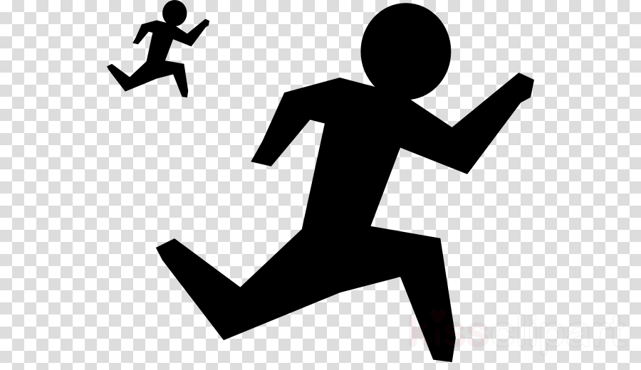 Running Cartoon Black And White Clipart Running Silhouette - Wrigley Field (900x520), Png Download