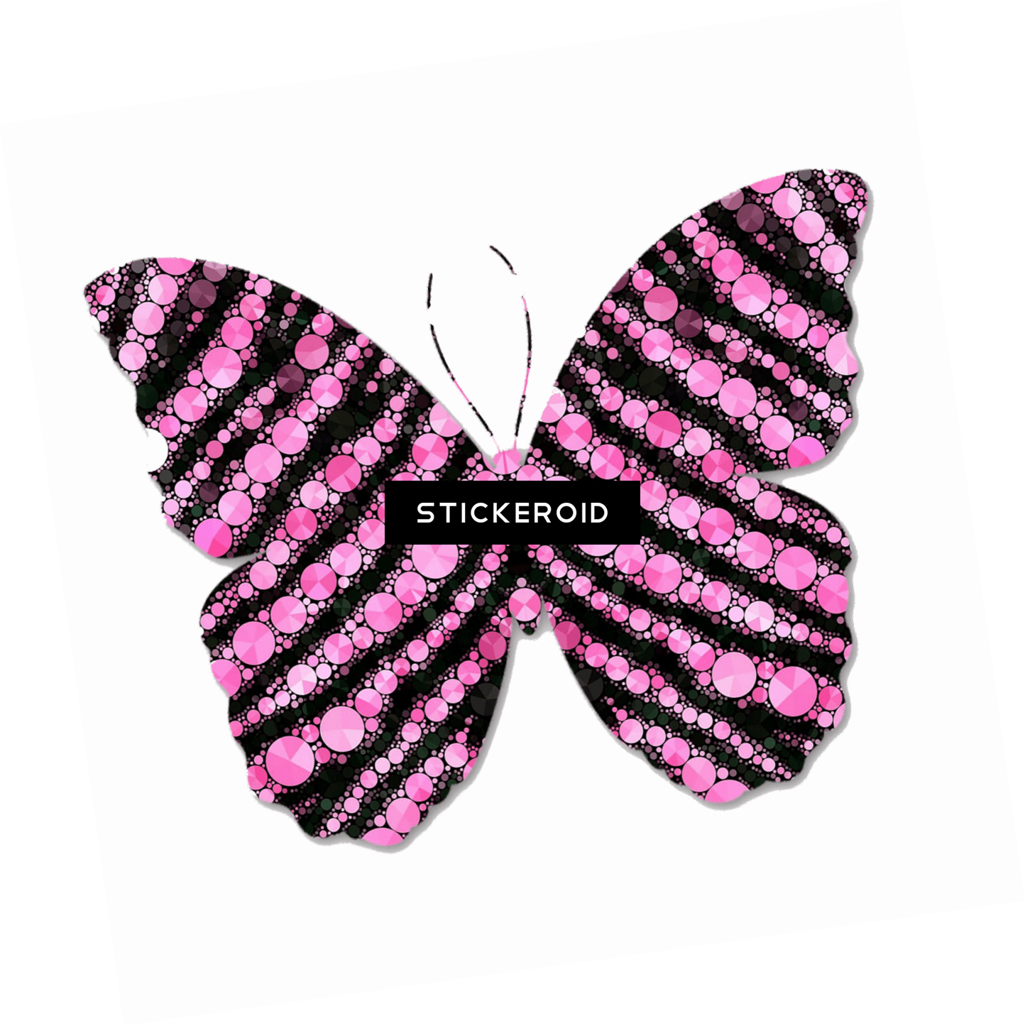 Pink And Black Circles Butterfly - Zazzle Papillon & Orchidée Roses Tongs (1444x1445), Png Download