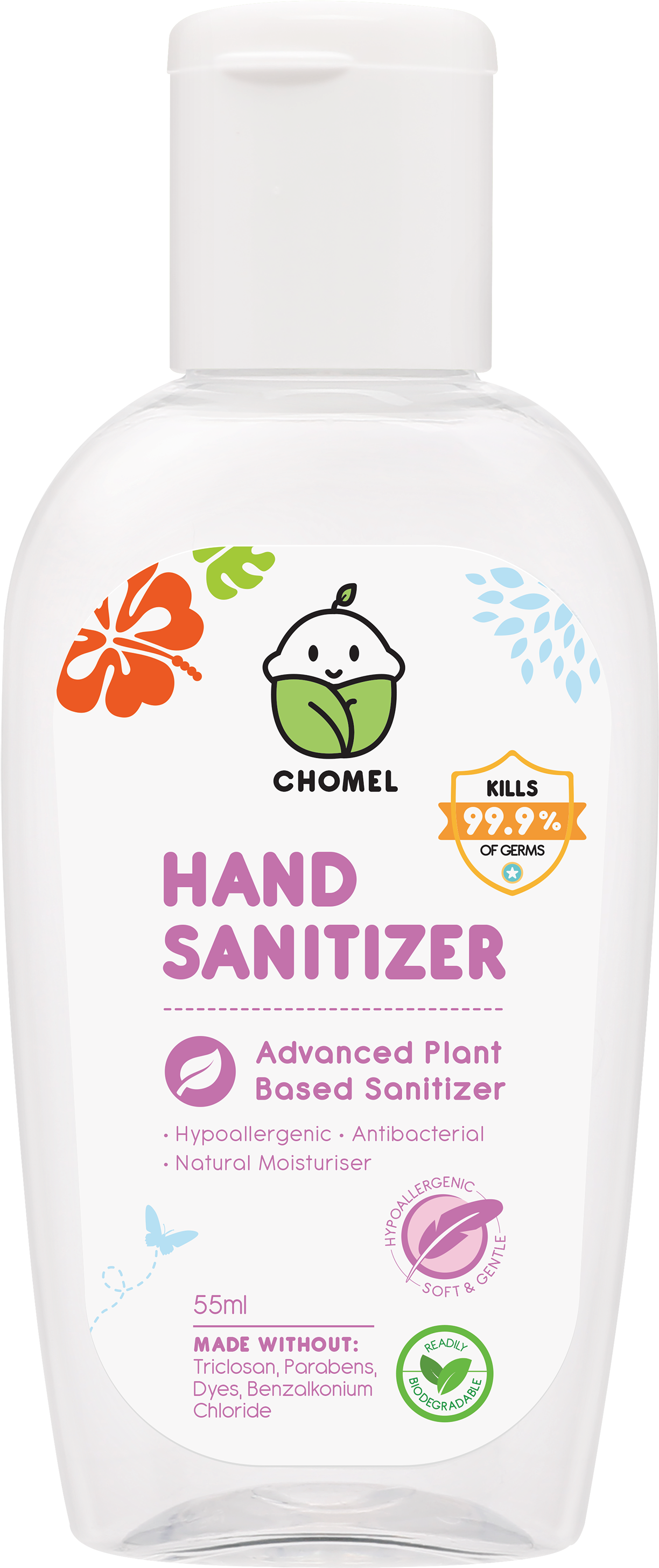 Chomel Hand Sanitizer 55ml - Palmers Anti Stretch Mark (1933x3402), Png Download