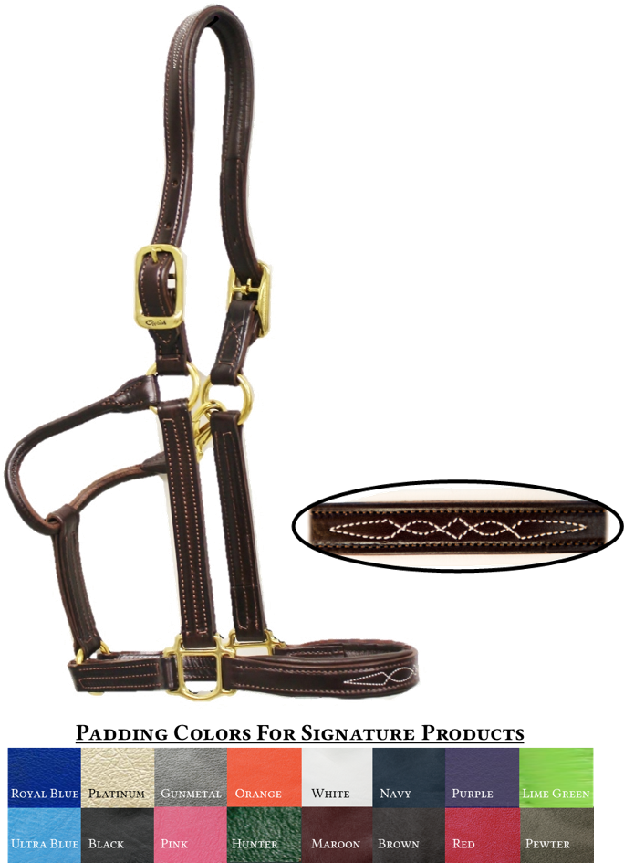 Signature Padded Halter With Fancy Stitching - Padded Leather Halter For Sale (709x964), Png Download