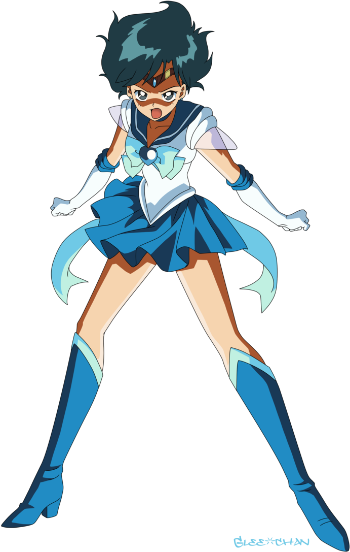 Sailor Saturn, Arte Sailor Moon, Sailor Moon Crystal, - Sailor Mercury (734x1089), Png Download