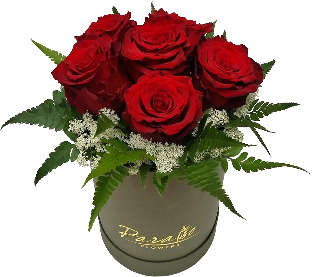 Box Arrangement 6 Ecuador Roses Best Valentine S Day - Red Roses Bouquet Valentines Day (1044x1044), Png Download