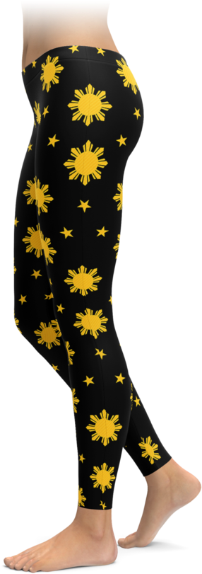 Filipino Sun & Stars Leggings - Gold & Blue Tribe (740x896), Png Download
