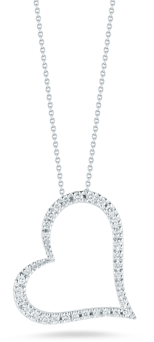 Tiny Treasuresslanted Heart Pendant With Diamonds - Necklace (1600x1600), Png Download