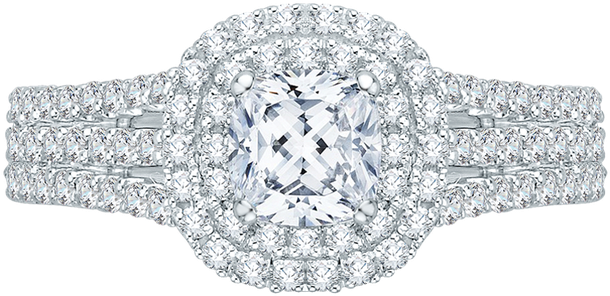Promezza 14 K White Gold Promezza Engagement Ring - Halo Diamond Engagement Ring With Matching Band (800x800), Png Download
