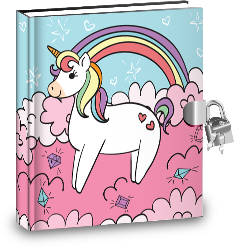 Rainbow Unicorn Kids Diary With Lock - Gift (1000x1000), Png Download