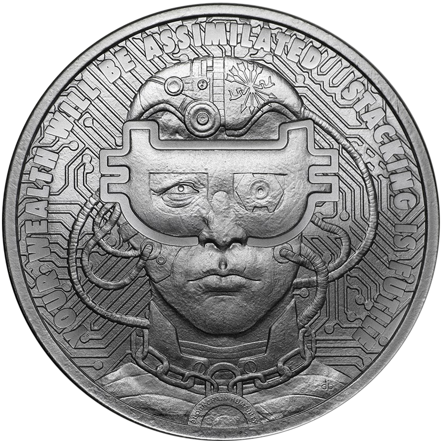 2018 Minimintage Borgcoin 1oz Silver Shield Round - Silver (900x900), Png Download