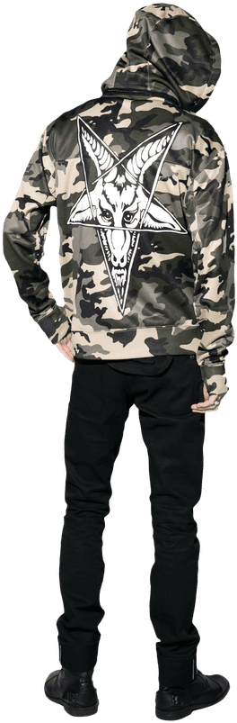 Baphomet Camo - Zip Up - Jacket (667x1000), Png Download