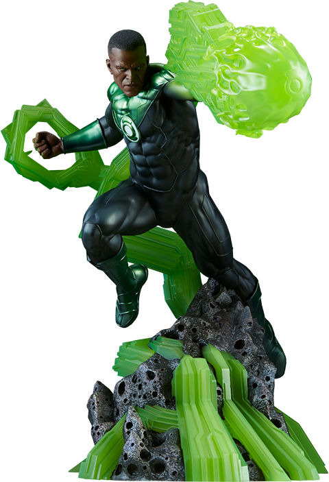 Green Lantern John Stewart Premium Format Statue - Green Lantern (480x703), Png Download
