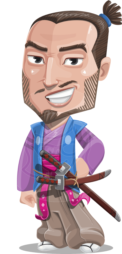 Sakamoto The Bold Samurai - Character Samurai Vector Png (957x1060), Png Download
