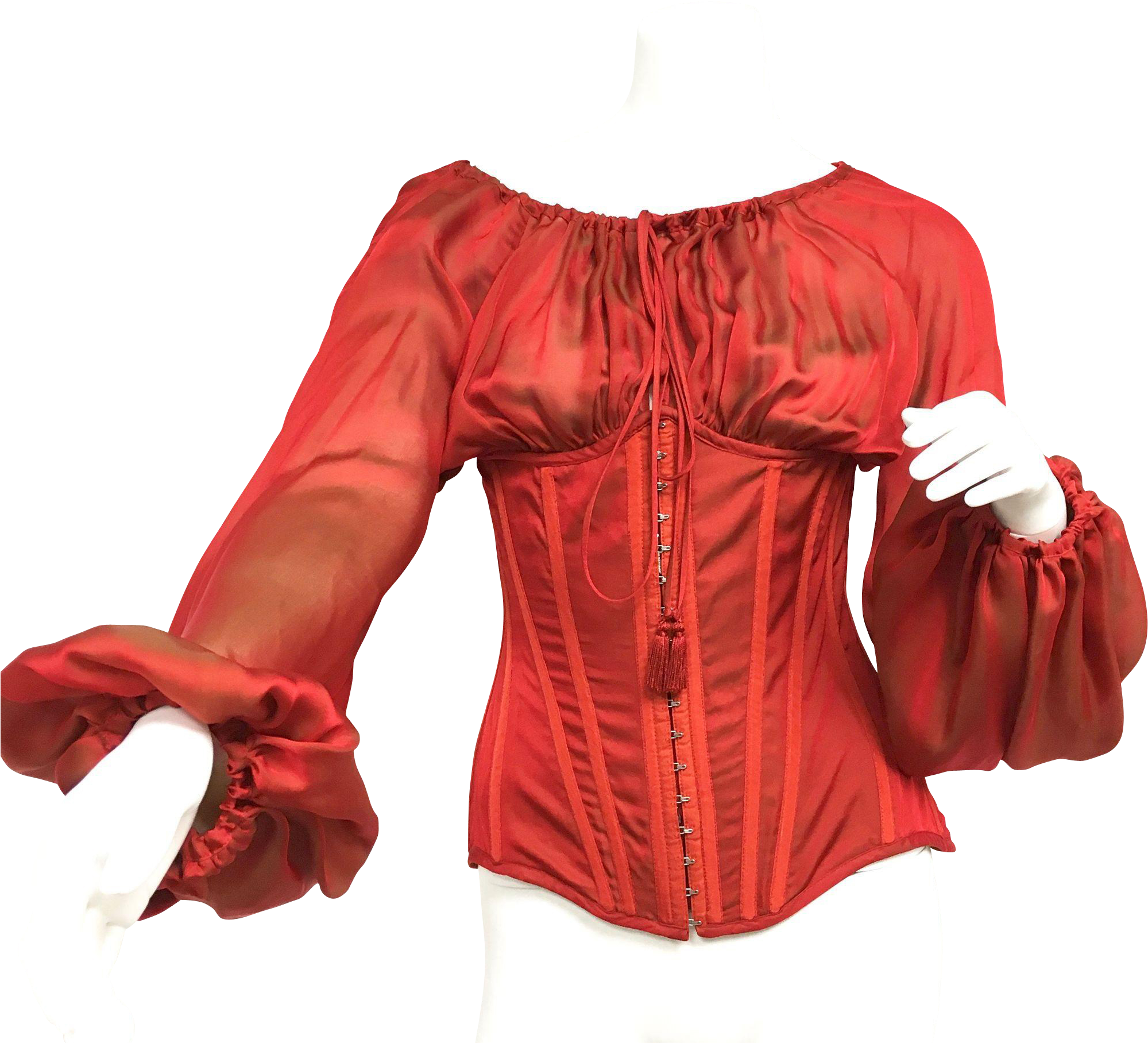 Red Lace Up Blouse - Fashion (1998x1998), Png Download