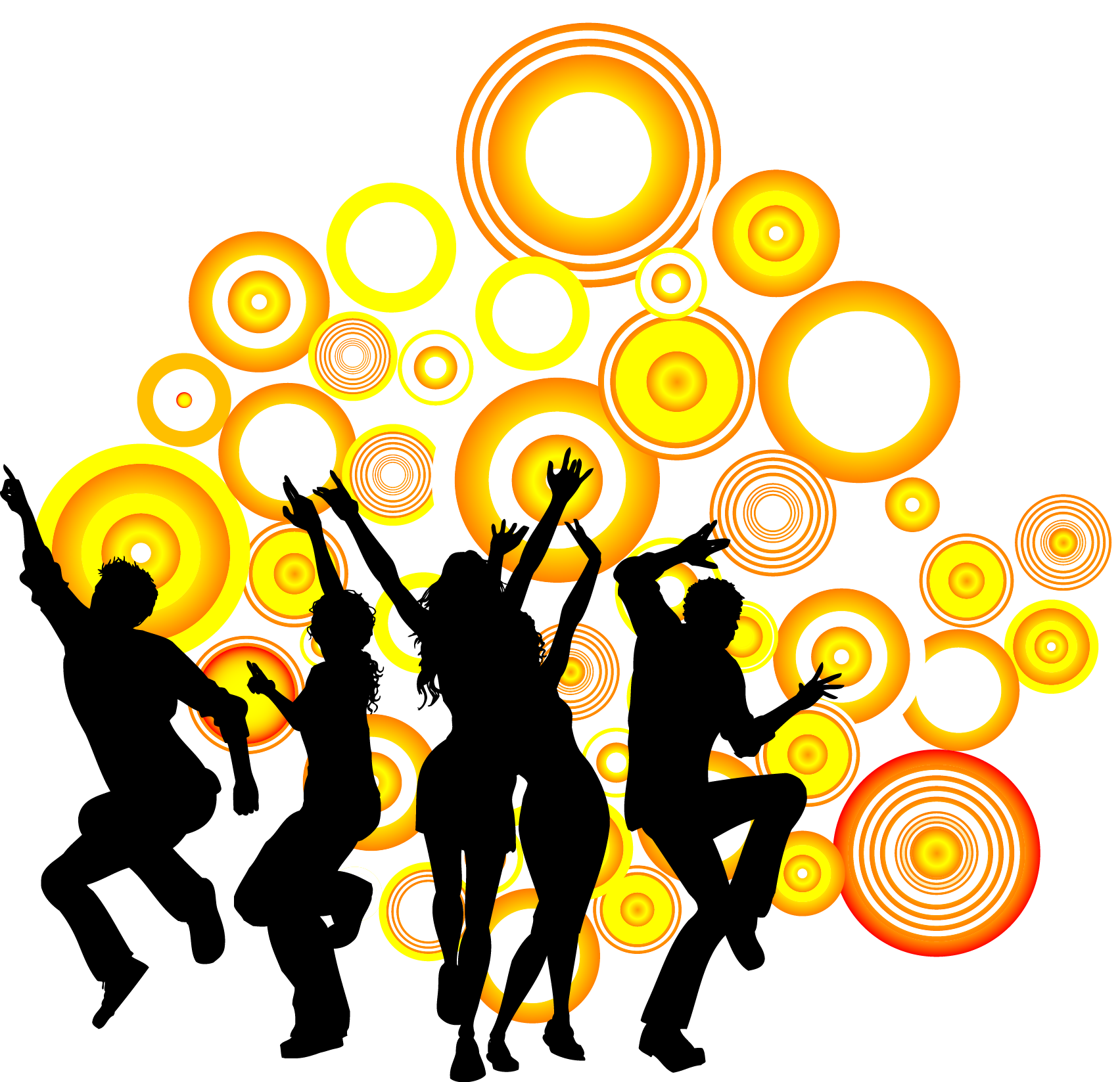Dance Party Silhouette Royalty Free People Royaltyfree - Dance Party Background Png (1704x1647), Png Download