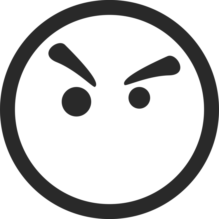 Smiley Emoticon Emotion Anger Facial Expression - Angry Smiley Face Black And White (750x750), Png Download