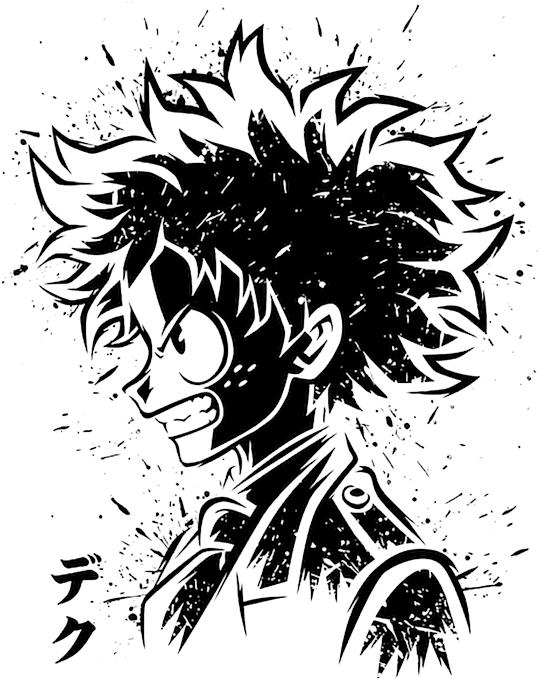 Bleed Area May Not Be Visible - Deku Black And White (571x700), Png Download