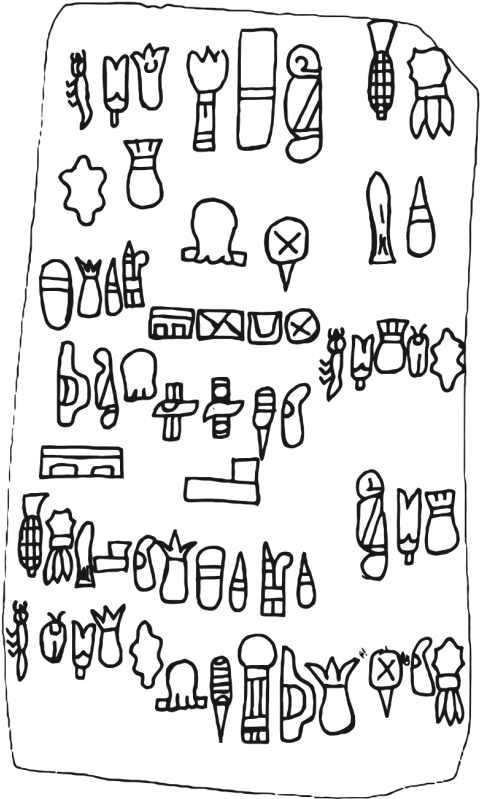 The Block Depicts 62 Unique Glyphs Which Resemble Various - Olmec Writing System (491x810), Png Download