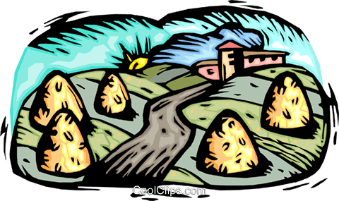 Farm Scene, Hay Bales Royalty Free Vector Clip Art - Illustration (480x285), Png Download