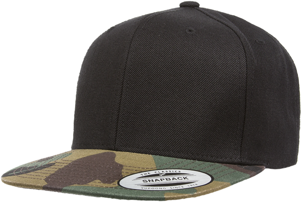 Classic Snapback With Camo Visor (1000x700), Png Download