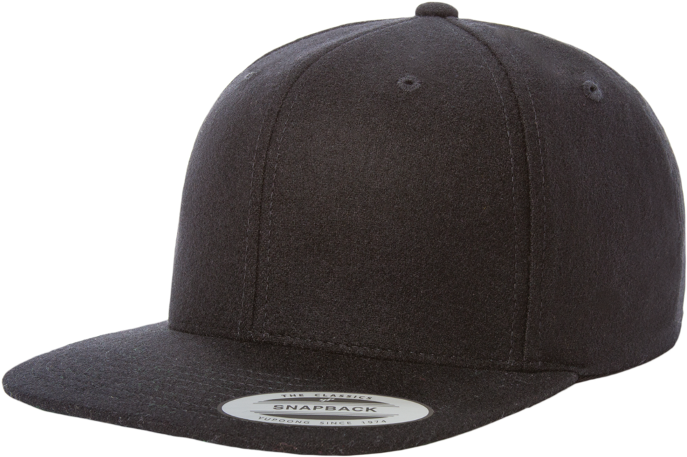 Classic Melton Wool Snapback Black (1000x700), Png Download