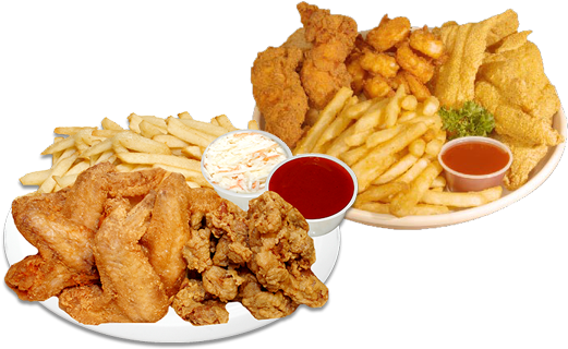 Delicious Fried Fish & Chicken - Fish And Chicken (542x362), Png Download