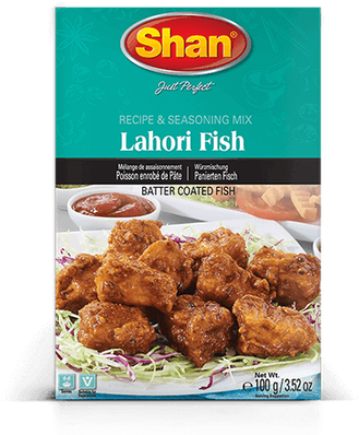 Shan Lahori Fish Masala Mix For Batter Coated Spicy - Lahori Fish Masala Laziza (500x412), Png Download
