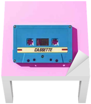 Old Blue Cassette Tape On Pink Paper Lack Table Veneer - Blue Cassette (400x400), Png Download