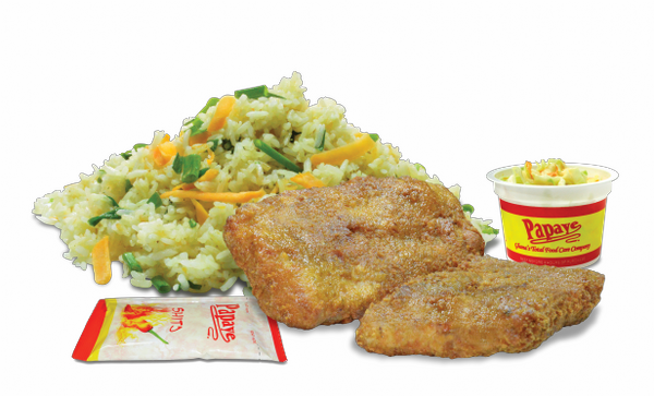 Fried Fish Rice With Coleslaw - Food (600x363), Png Download