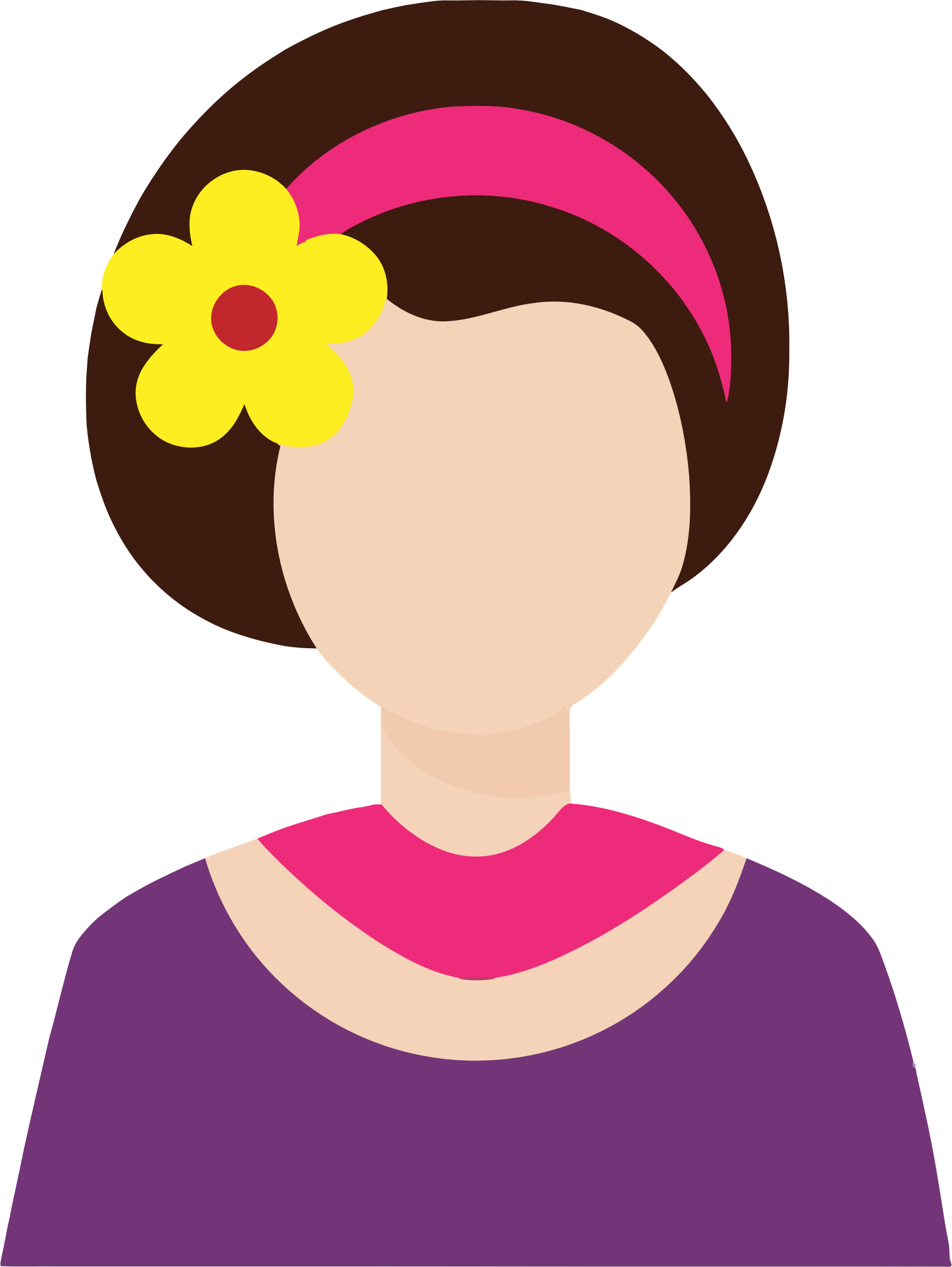 Female Avatar With Flower In Hair Image Transparent - Illustration (1742x2318), Png Download