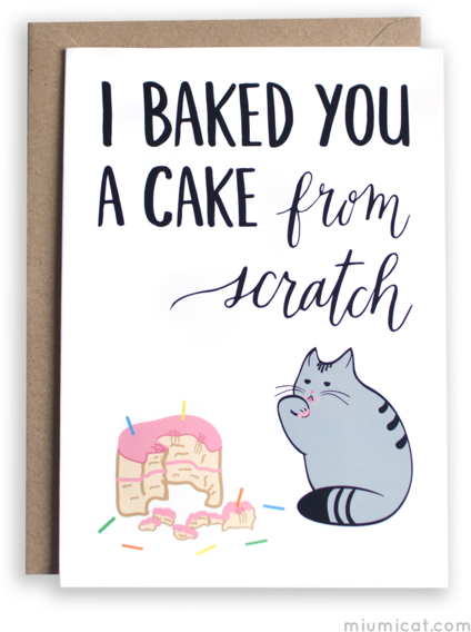 Funny Cat Birthday Card (429x600), Png Download