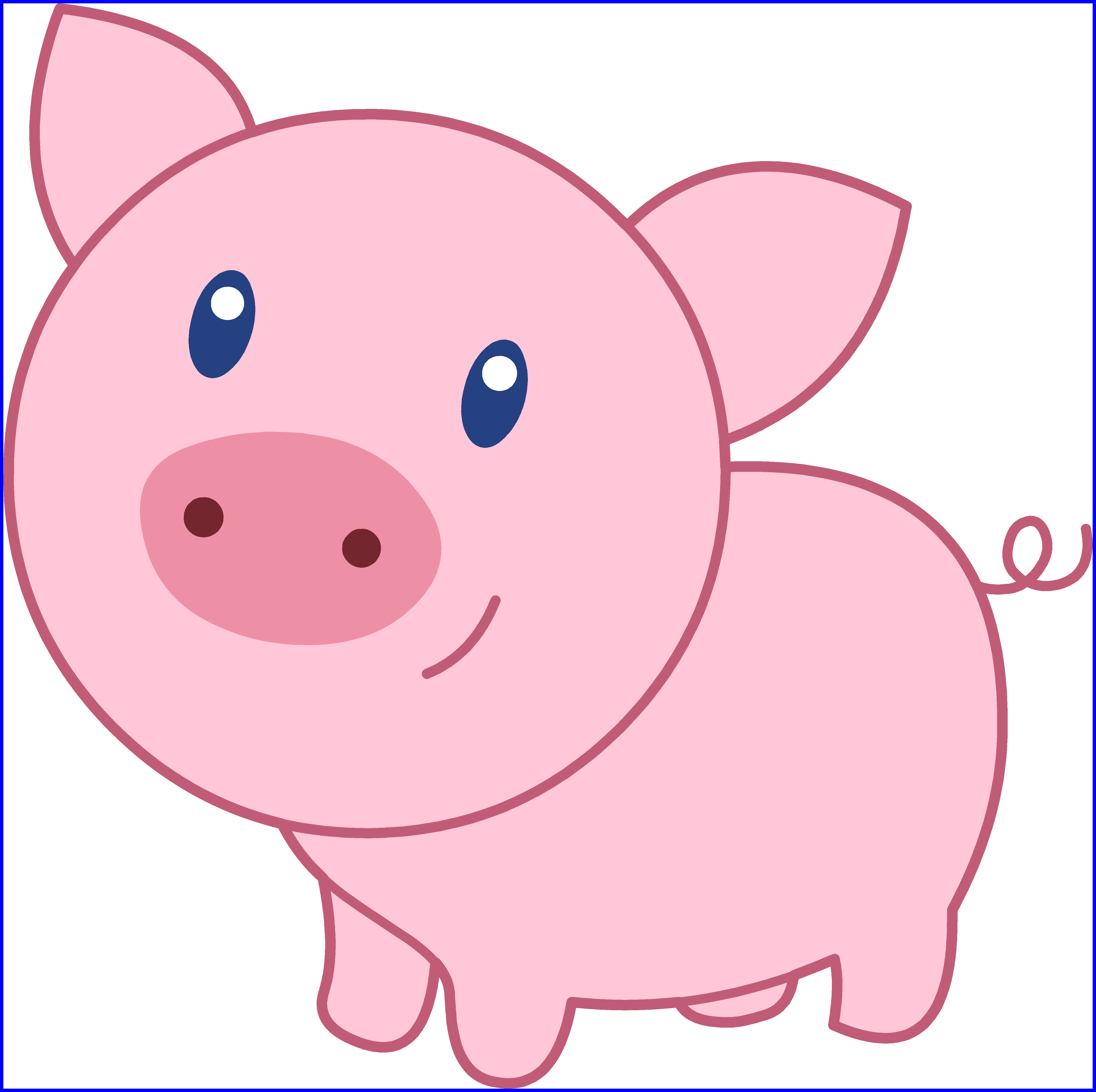 Cute Happy Pink Pig - Cute Cartoon Pig Face (4945x4925), Png Download