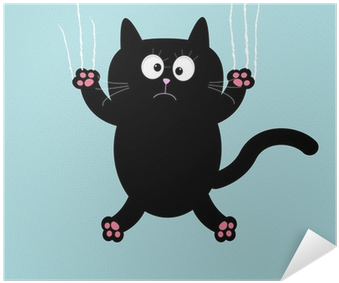 Cartoon Black Cat Claw Scratch Glass Background - Cat Claws Cartoon (400x400), Png Download