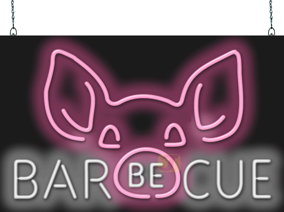 Barbecue With Pig Face Graphic Neon Sign - Graphics (957x717), Png Download