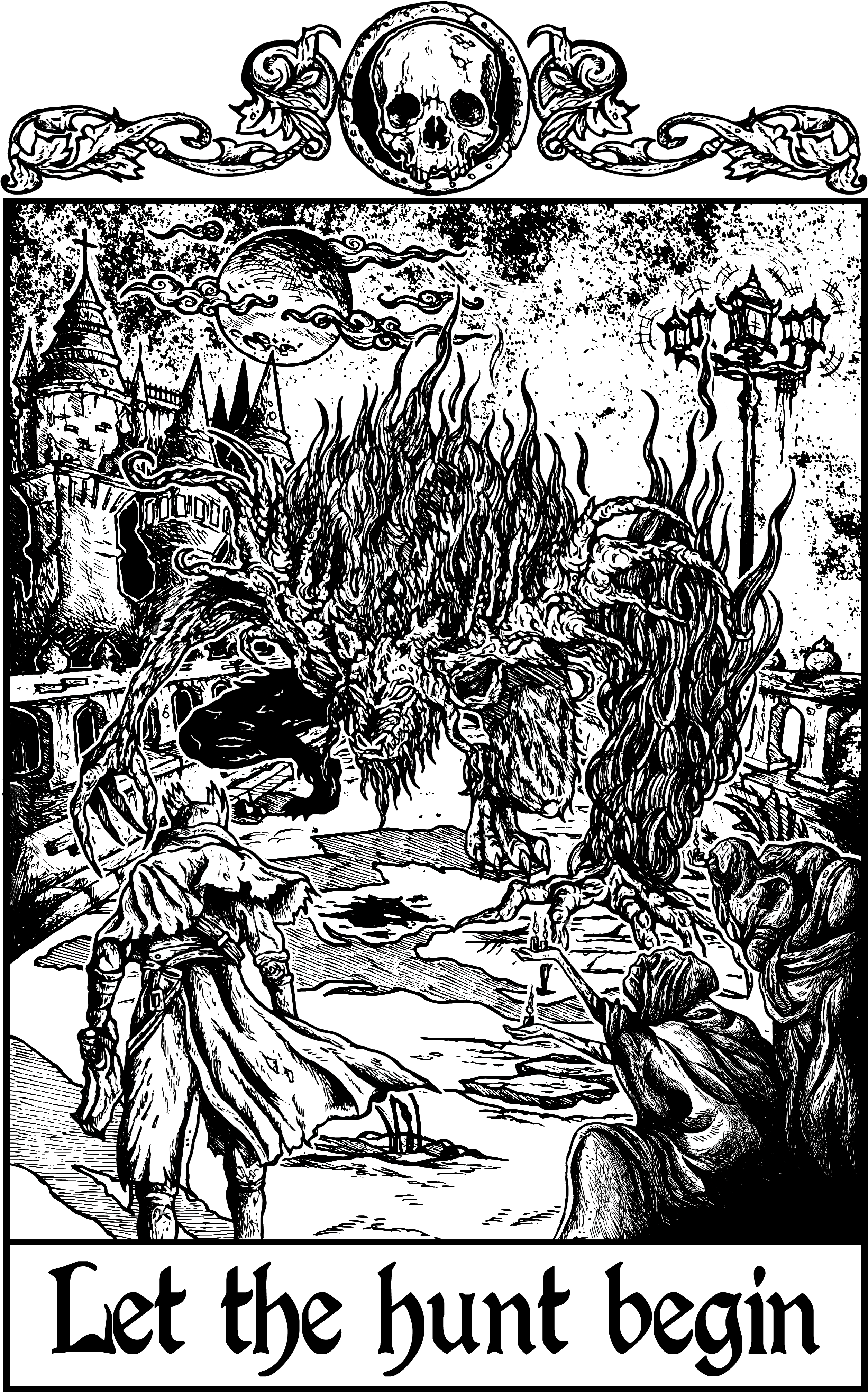 Check My New Bloodborne Inspired T-shirt On - Let The Hunt Begin (2740x4357), Png Download