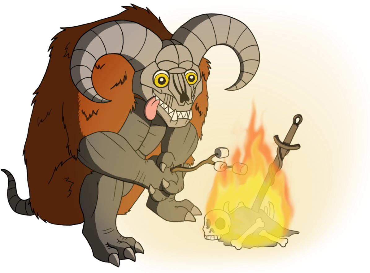 A Taurus Demon Roasting Marshmallows Over A Bonfire - Souls (1280x889), Png Download