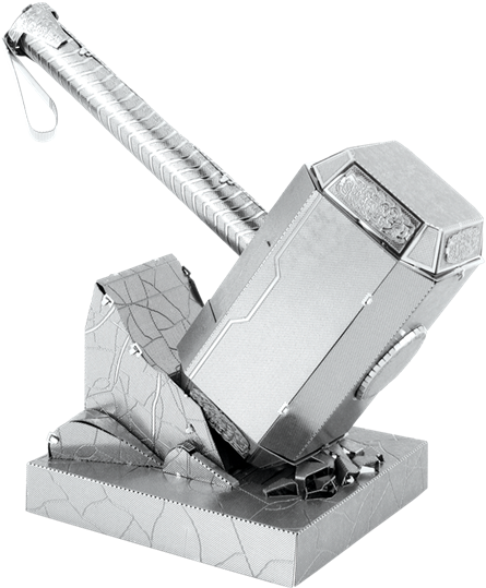 Picture Of Mjolnir - Metal Earth Marvel Mjolnir (592x620), Png Download