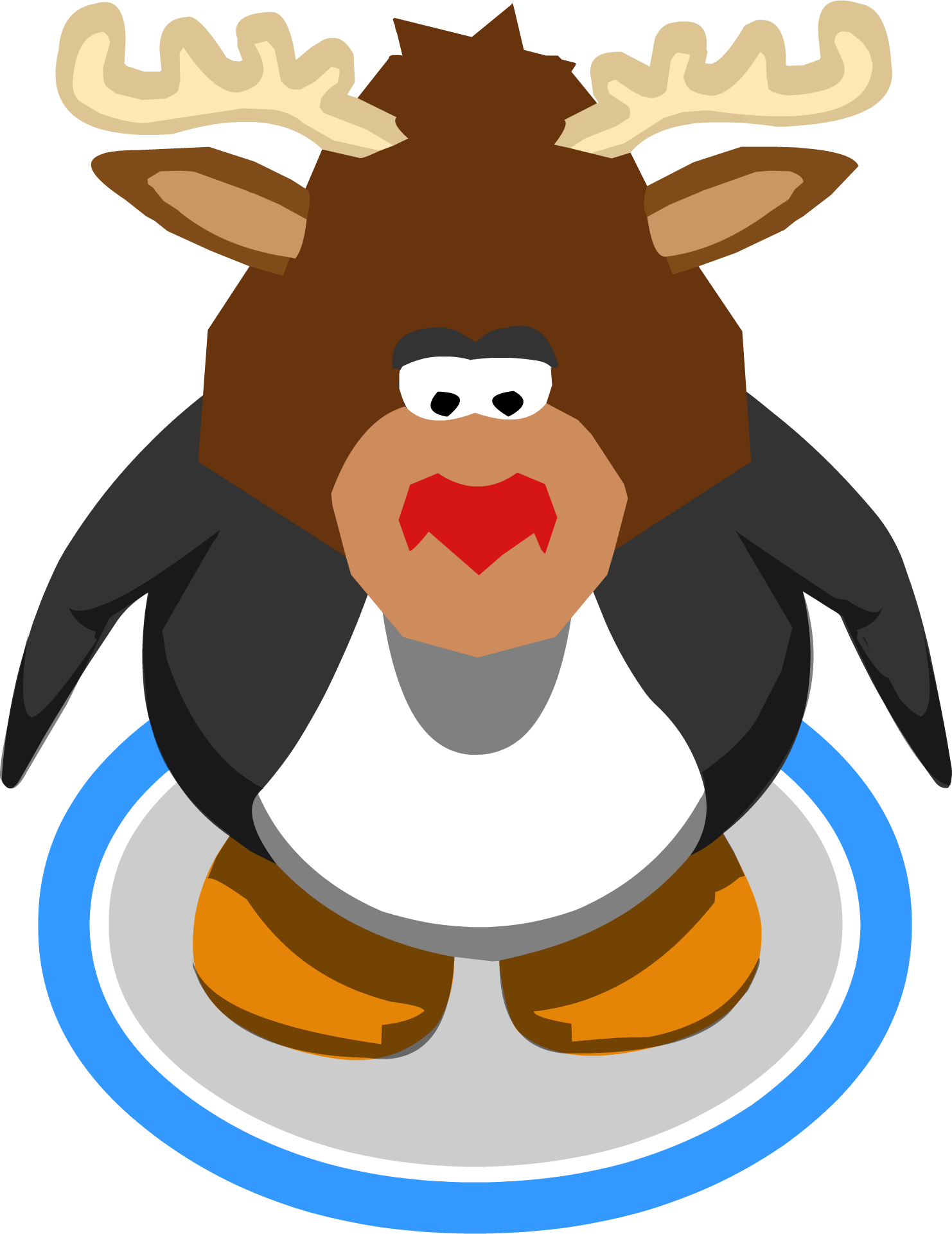 Reindeer In-game - Red Penguin Club Penguin (1482x1921), Png Download