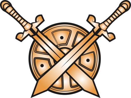 Shield Sword Weapon Description Firearm - Sword Crossed Vector Png (456x340), Png Download