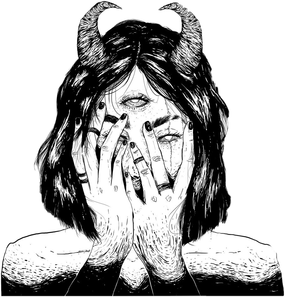 Dark Tumblr Drawing Art Demon Freetoedit - Demon Drawing (907x945), Png Download