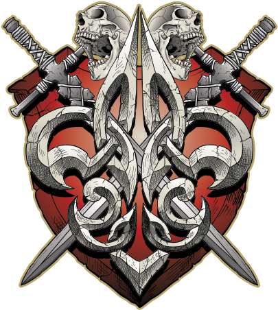 Printed Vinyl Gothic Shield With Crossed Swords - Shield Gothic Transparent (600x600), Png Download