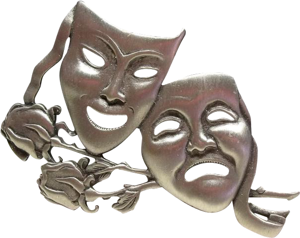 Comedy Tragedy Mask Jj Pin Brooch Jonette - Comedy And Tragedy Mask Pins (605x605), Png Download