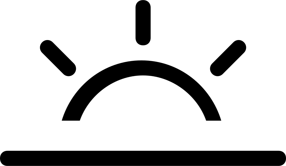 Half Sun On The Horizon Line Weather Symbol Of Stroke - Free Sunset Icon (980x568), Png Download