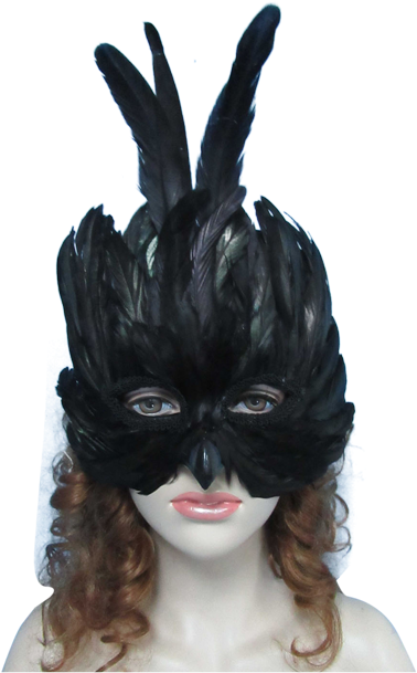 Raven Feather Masquerade Mask - Feather (436x650), Png Download