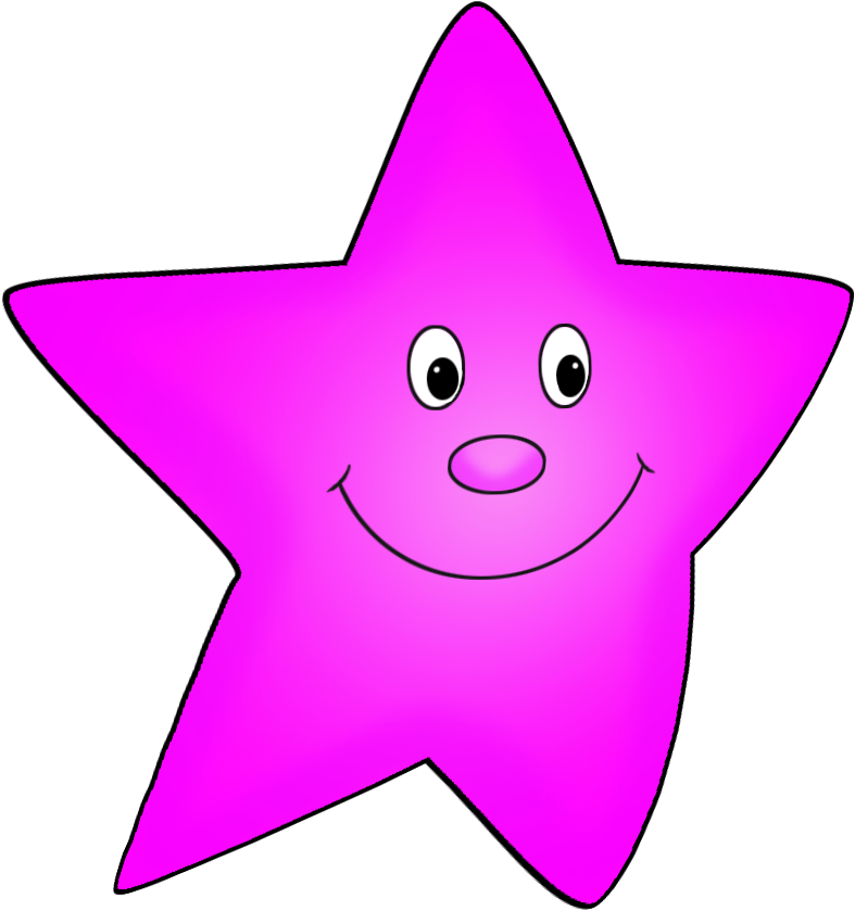 Pink Star Clipart Draw - Pink Smiling Star Clipart (893x983), Png Download