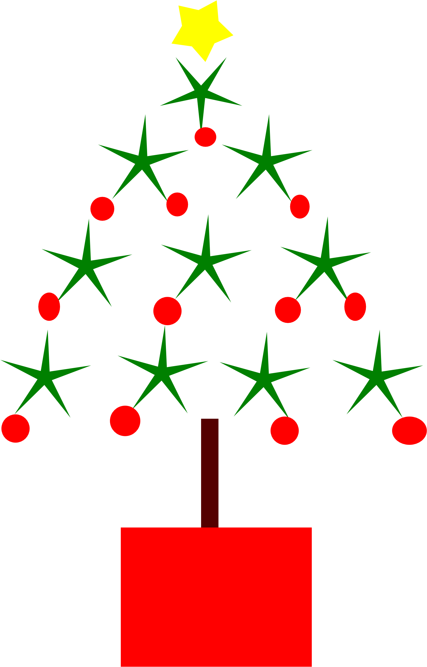 Clip Art Christmas Tree Drawing 2 Xmas Svg - Red Christmas Tree Drawing (555x785), Png Download
