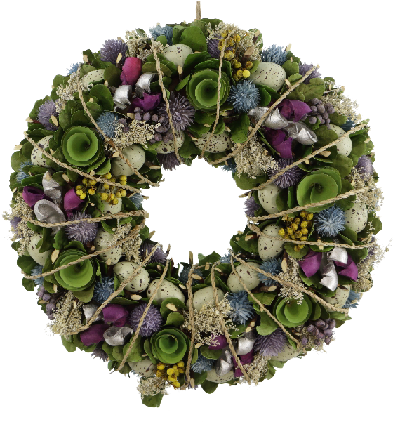 Egg & Floral Wreath With Rope - Wreath (578x600), Png Download