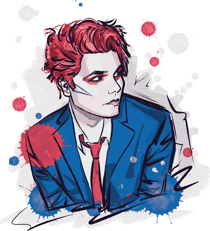 Hesitant Alien By Monkos - Drawing Of Gerard Way (700x801), Png Download