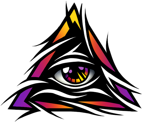 Tribal All Seeing Eye Tattoo Design - Illuminati Color (550x464), Png Download