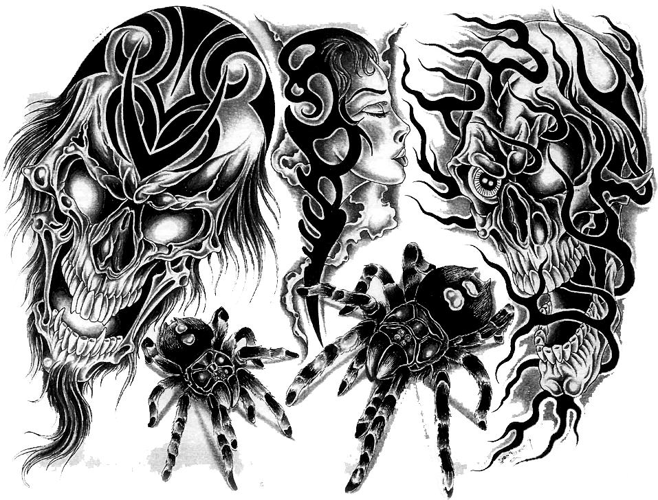 Tattoo Drawing Black And White - Tattoo Design Transparent Background (1024x768), Png Download