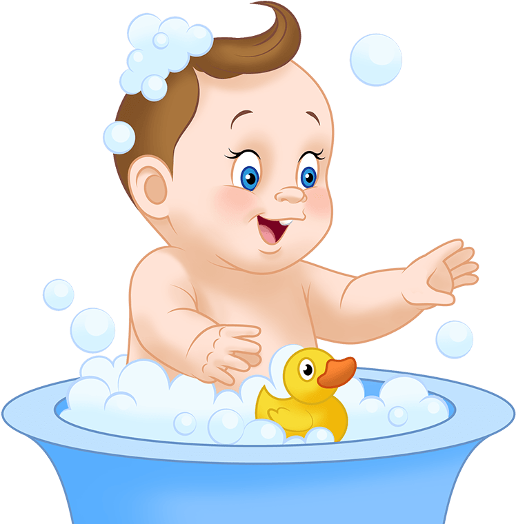 Water Infant Bathtub Bathing Clip Art - Baby Bathing Clipart (1000x800), Png Download