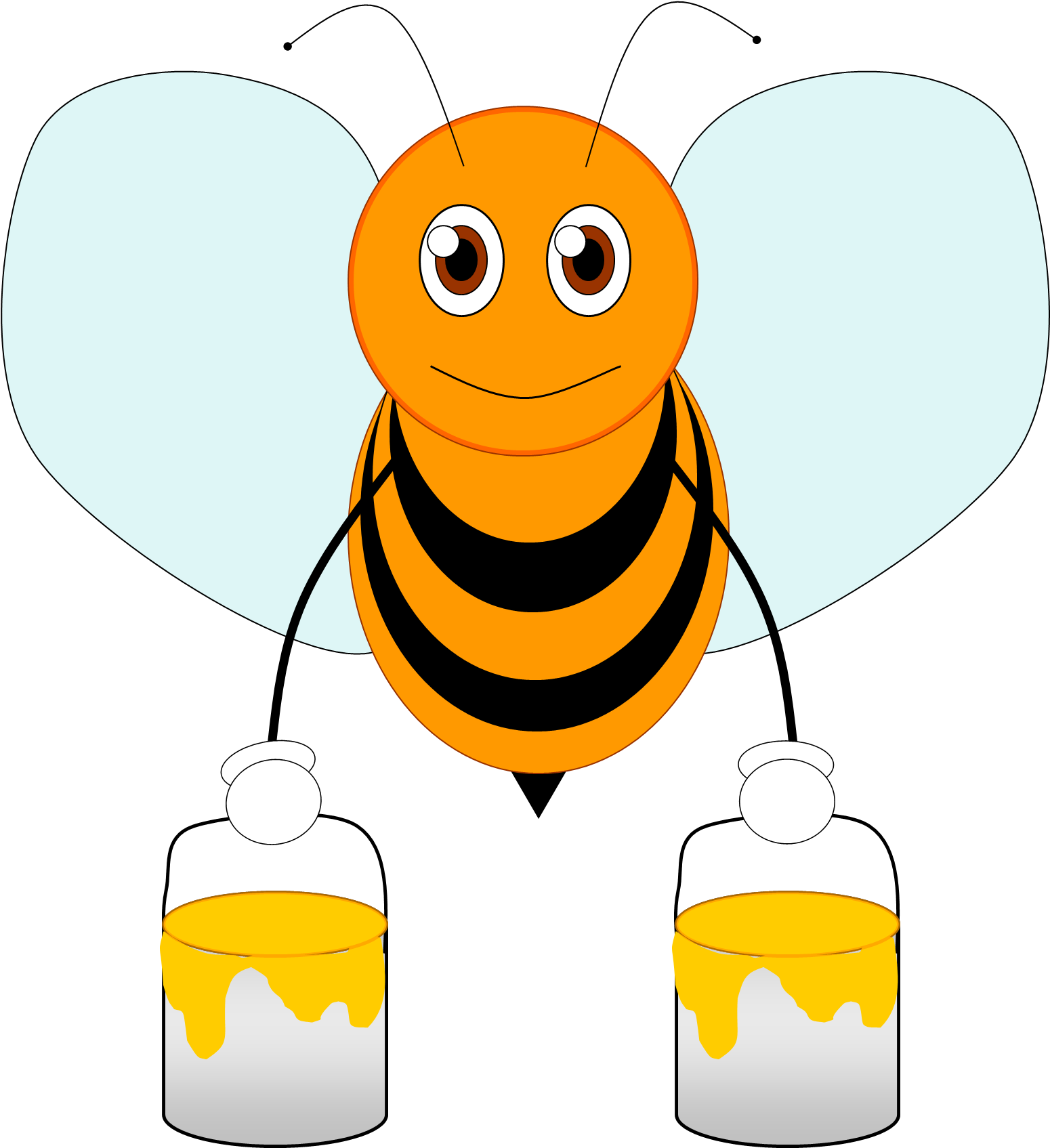 Bee 2 Image - Orange Honey Bee Clipart (1570x1695), Png Download